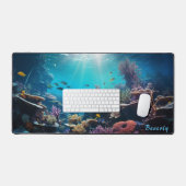 水中パーソナライズされたサンゴ礁デスクマット デスクマット (キーボード&マウス)