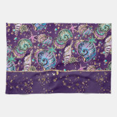 水中パープルリュックス |ダークパステル金ゴールドシーライフ キッチンタオル (横)