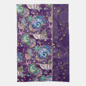 水中パープルリュックス |ダークパステル金ゴールドシーライフ キッチンタオル (縦)