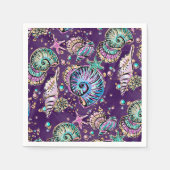 水中パープルリュックス |ダークパステル金ゴールドシーライフ スタンダードカクテルナプキン (正面)