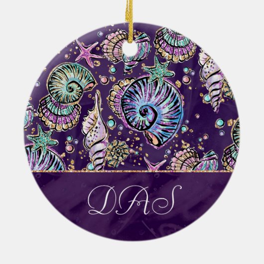 水中パープルリュックス |ダークパステル金ゴールドシーライフ セラミックオーナメント (裏面)