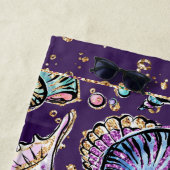 水中パープルリュックス |ダークパステル金ゴールドシーライフ ビーチタオル (インサイチュ)