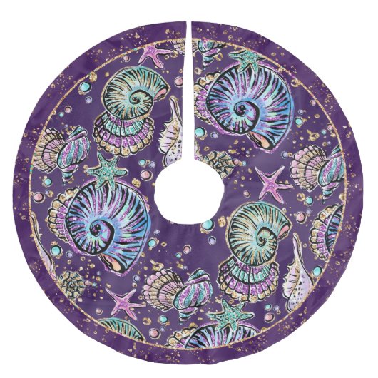 水中パープルリュックス |ダークパステル金ゴールドシーライフ ブラッシュドポリエステルツリースカート (正面)