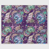 水中パープルリュックス |ダークパステル金ゴールドシーライフ ラッピングペーパー (フラット)