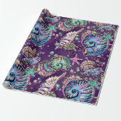 水中パープルリュックス |ダークパステル金ゴールドシーライフ ラッピングペーパー (アンロールド)