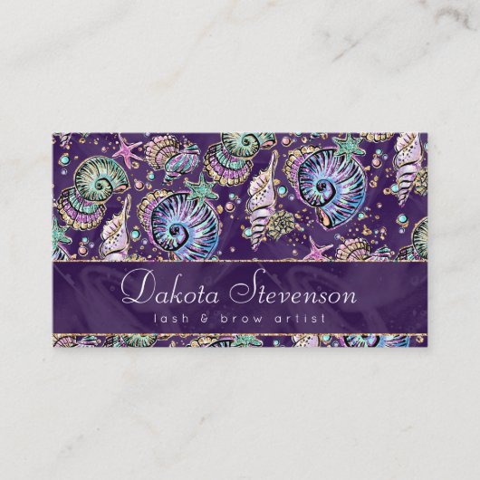 水中パープルリュックス |ダークパステル金ゴールドシーライフ 名刺 (正面)