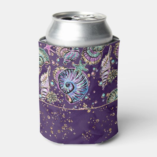 水中パープルリュックス |ダークパステル金ゴールドシーライフ 缶クーラー (缶正面)