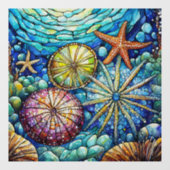 水中ヒトデとウニのステンドグラス ウィンドウサイン (シート)
