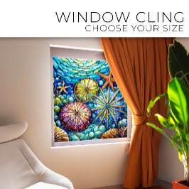 水中ヒトデとウニのステンドグラス ウィンドウサイン