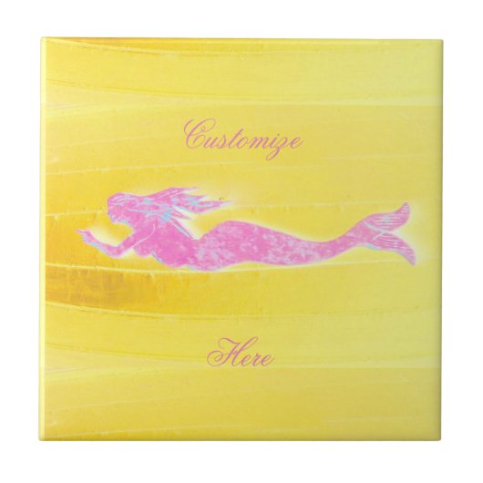 水中ピンクの人魚の水泳 タイル (正面)