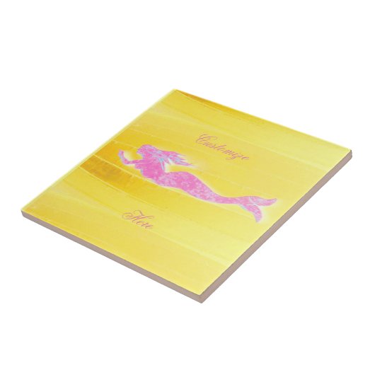 水中ピンクの人魚の水泳 タイル (側面)