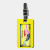 水中ピンクの人魚の水泳 ラゲッジタグ (正面縦)
