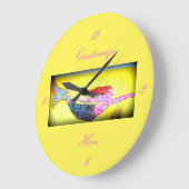 水中ピンクモザイクメルマイスイミング ラージ壁時計 (傾斜)