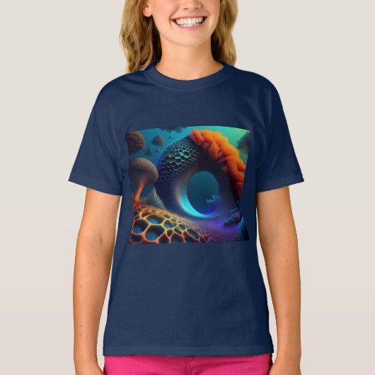 水中フラクタル風景 Tシャツ (正面)