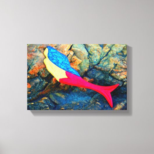 水中ブルネットのマーメイド巻きキャンバス キャンバスプリント (正面)