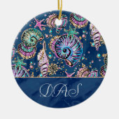 水中ブルーリュックス | Pastel金ゴールドシーシェル セラミックオーナメント (正面)