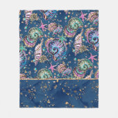 水中ブルーリュックス | Pastel金ゴールドシーシェル フリースブランケット (正面)