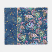 水中ブルーリュックス | Pastel金ゴールドシーシェル フリースブランケット (正面(横))