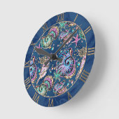 水中ブルーリュックス | Pastel金ゴールドシーシェル ラウンド壁時計 (傾斜)