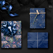 水中ブルーリュックス | Pastel金ゴールドシーシェル ラッピングペーパーシート