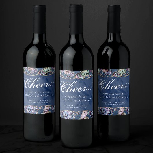 水中ブルーリュックス | Pastel金ゴールドシーシェル ワインラベル