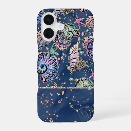 水中ブルーリュックス | Pastel金ゴールドシーシェル iPhone 16ケース (裏面)