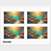 「水中マルベル：3D海魚シール」 長方形シール (シート)