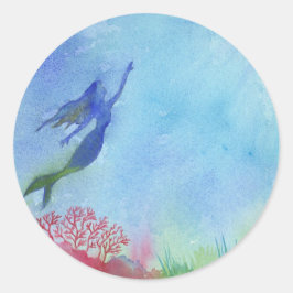 水中マーメイドステッカー ラウンドシール