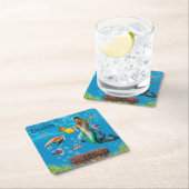 水中マーメイドトレジャー狩りファンタジーブルー スクエアペーパーコースター (インサイチュ)