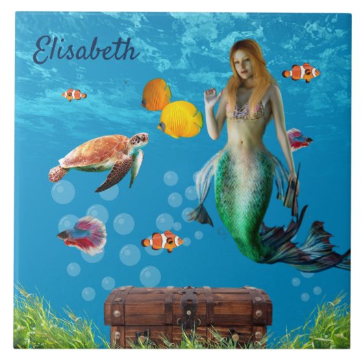 水中マーメイドトレジャー狩りファンタジーブルー タイル (正面)