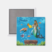 水中マーメイドトレジャー狩りファンタジーブルー マグネット (正面/裏面)