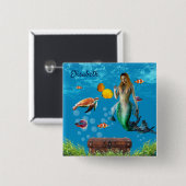 水中マーメイドトレジャー狩りファンタジーブルー 缶バッジ (正面&裏面)