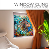 水中ライオンの魚ステンドグラス ウィンドウサイン