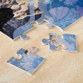 水中ライフサンゴ、貝殻、魚のシルエット ジグソーパズル (側面)