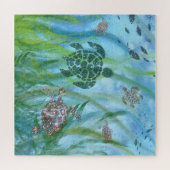 水中ライフパズル – 美しいウミガメ ジグソーパズル (横)