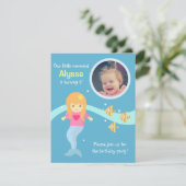 水中リトルマーメイド誕生日パーティーの写真 招待状 (スタンド正面)