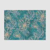 水中リュックス |ティール（緑がかった色）と金ゴールド海シーライフ 薄葉紙 (正面)