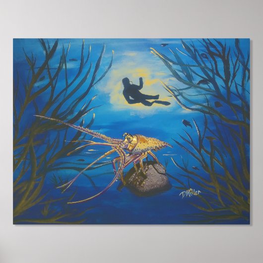 水中ロブスタースキューバ 箔ポスター (正面)