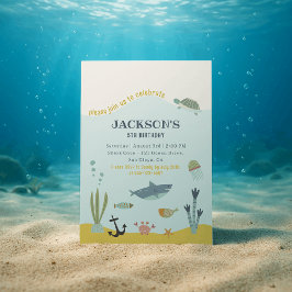 水中ワールド誕生日招待状 子供へ 招待状