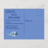 水中世界とブルーウッドのテクスチャ婚約 インビテーションポストカード (裏面)