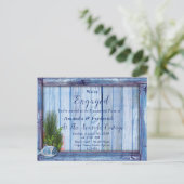 水中世界とブルーウッドのテクスチャ婚約 インビテーションポストカード (スタンド正面)