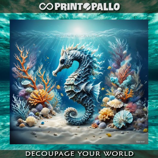 水中世界のファンタジーの乗用馬 薄葉紙