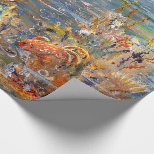 水中世界の熱帯魚のアクアリウムの絵画 ラッピングペーパー (角)