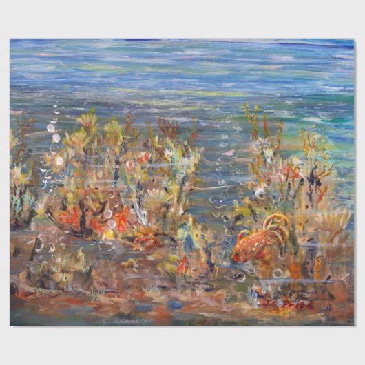 水中世界の熱帯魚のアクアリウムの絵画 ラッピングペーパー (フラット)