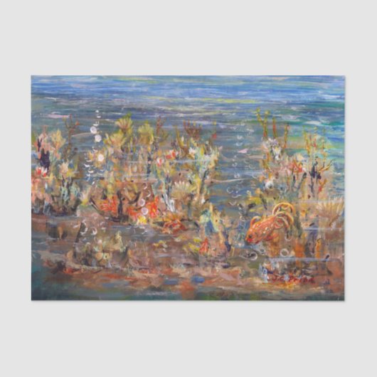 水中世界の熱帯魚のアクアリウムの絵画 薄葉紙 (正面)