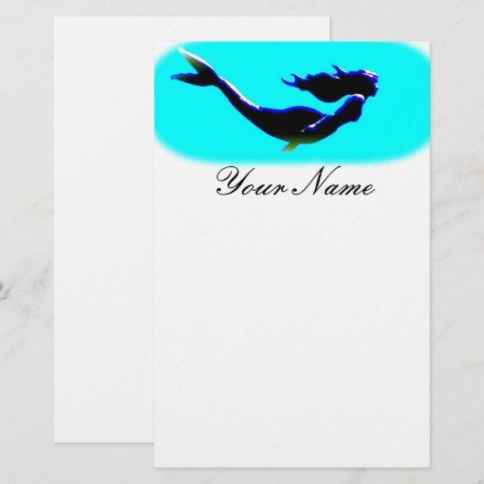 水中人魚の水泳 便箋 (正面/裏面)