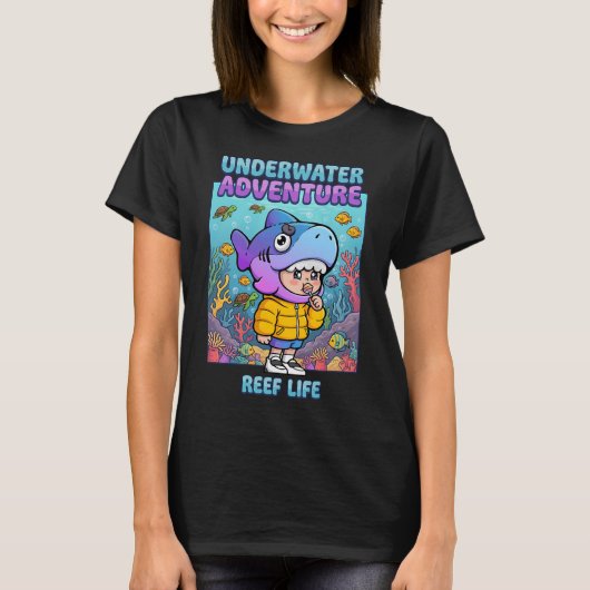 水中冒険サンゴ礁の生物 Tシャツ (正面)