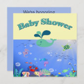 水中冒険ベビーシャワーボーイまたは少女 招待状 (正面/裏面)