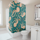 水中動物とのシームレスな海、銅 シャワーカーテン (インサイチュ)