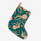 水中動物とのシームレスな海、銅 スモールクリスマスストッキング (正面 (吊り時))
